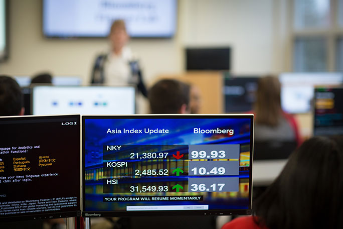 A Bloomberg Terminal showing  market indicators