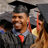 Students in caps and gowns at graduation