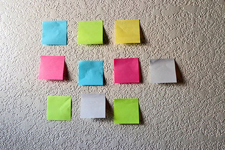 different colored sticky notes