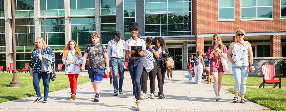 group of parents and new students attending orientation