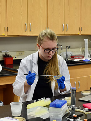 female student in the lab