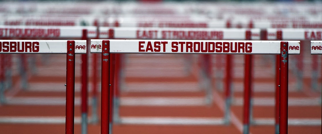 Hurdles set up on the track field