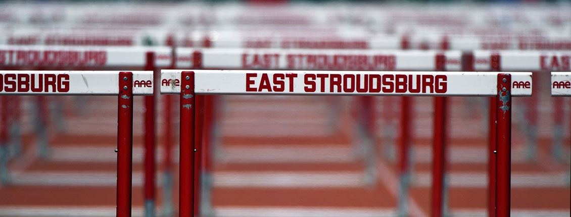 Hurdles set up on the track field