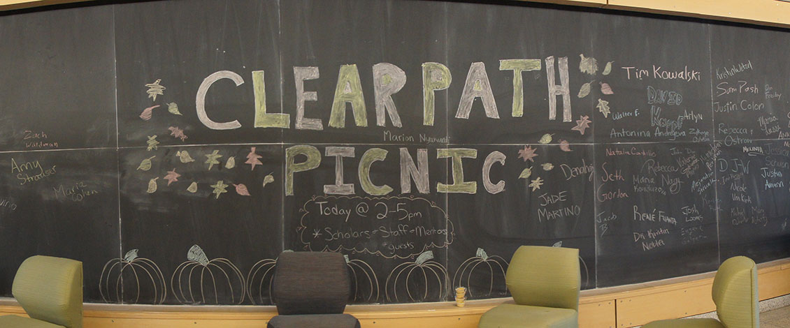 Clear Path Picnic written on blackboard