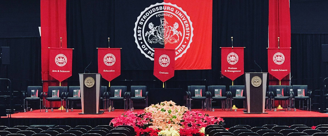 empty commencement stage