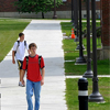 student walking on campus