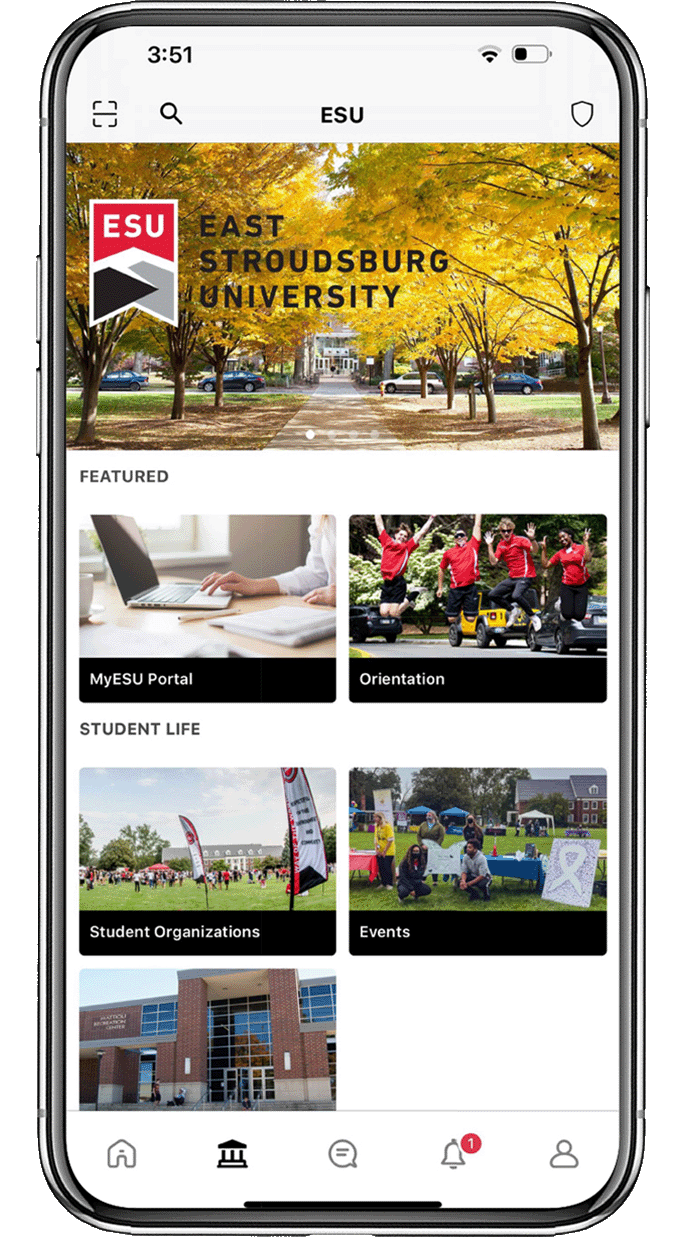 View of the new ESU Mobile App