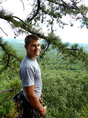 Graduate student Eric Januszkiewicz conducting field studies