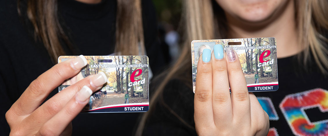 new students showing off ecard