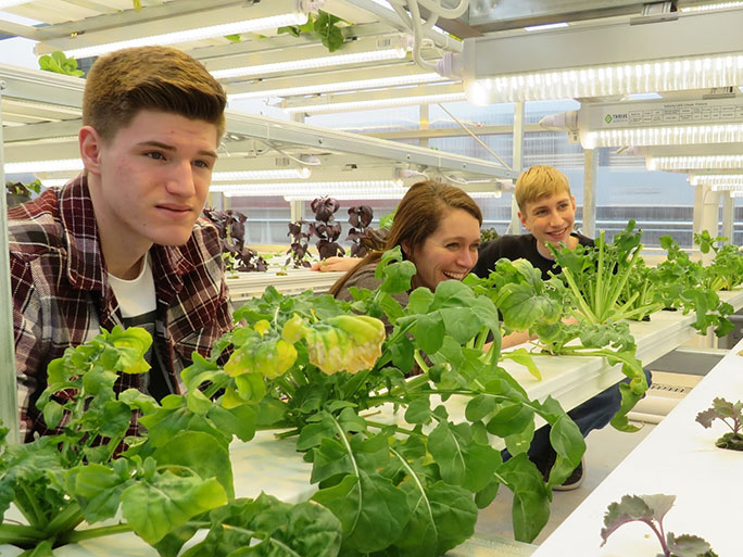 The local aquaponics greenhouse gives local agriculture students hands-on learning opportunities in Wayne County, Pennsylvania.