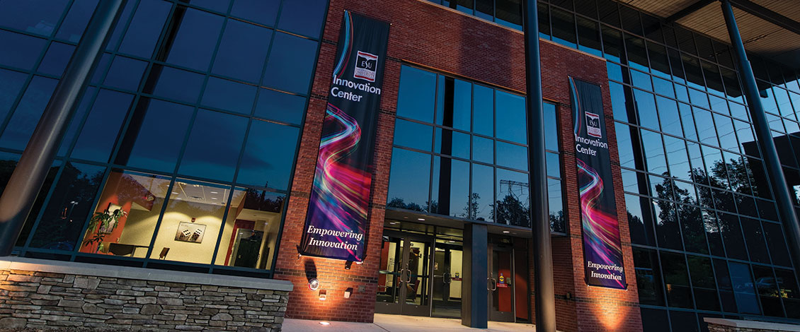 The Innovation Center building at night