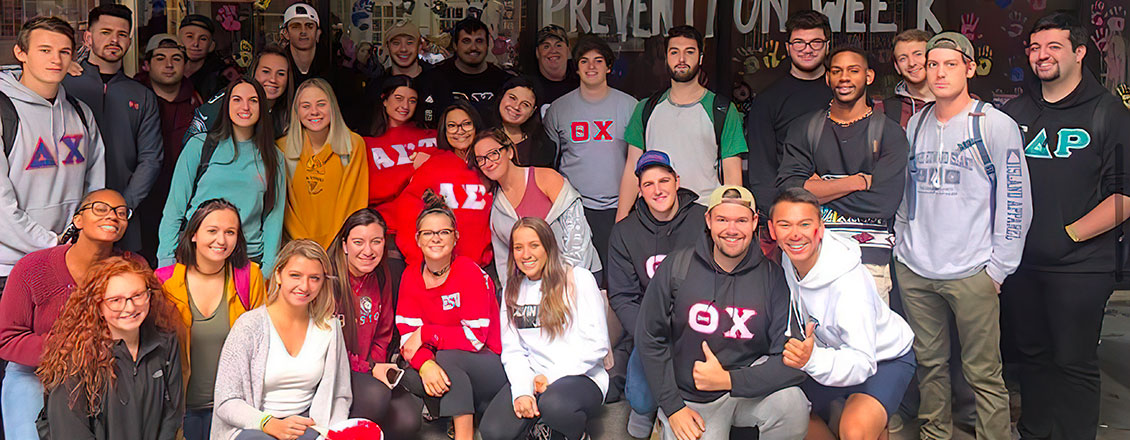 A group of students from several different fraternities and sororities