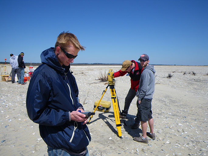 Students using GIS equipment