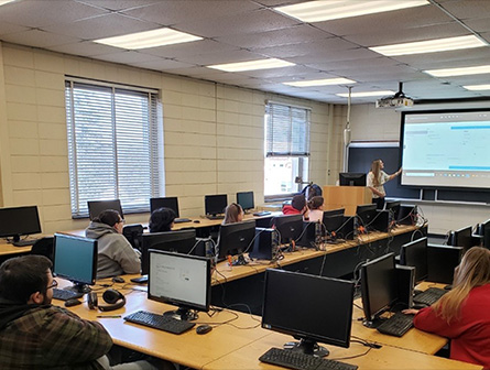 students attending data analytics workshop