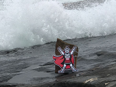 The flat warrior cutout on a beach in Maine