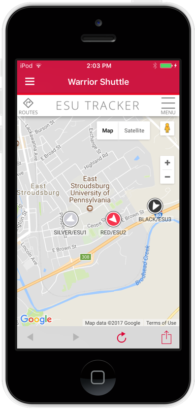 Screenshot of ESU Mobile on an iPhone