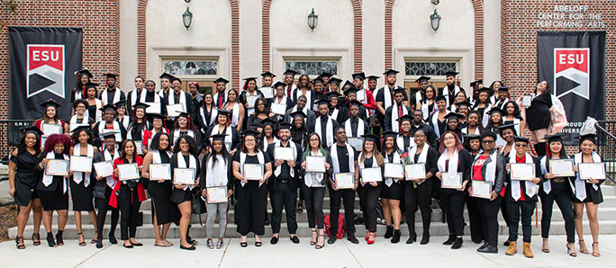 Students dressed for commencement