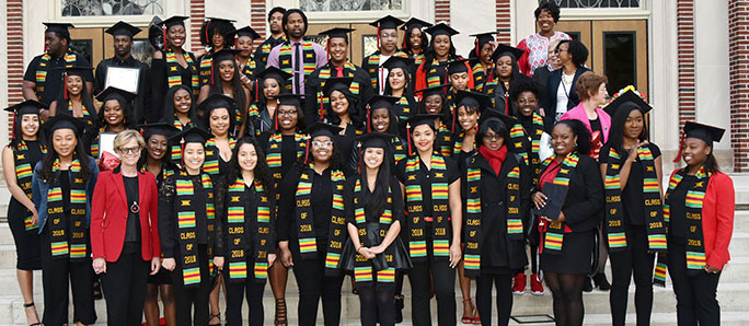 Students dressed for commencement