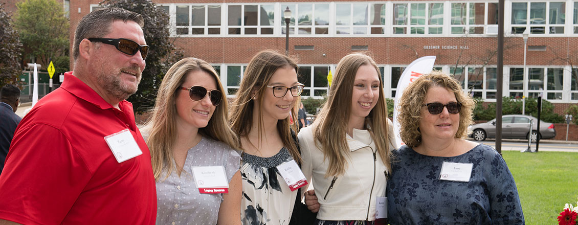 A family at Legacy Brunch on Family Weekend