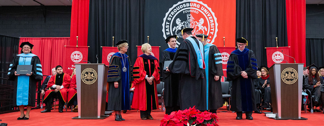 Doctoral students at commencement