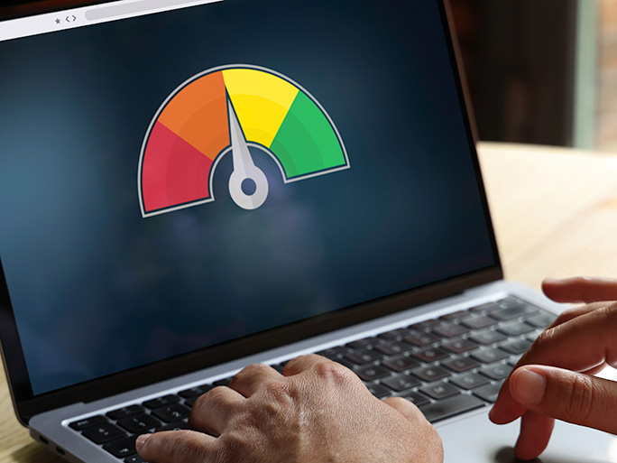 Reviewing graph on a laptop
