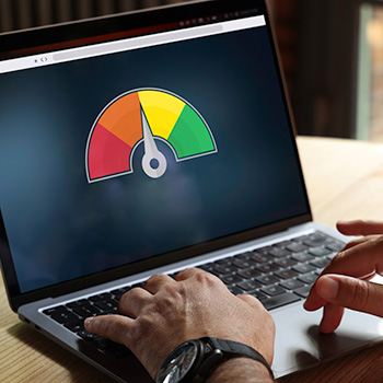 Reviewing graph on a laptop