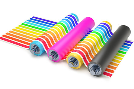 offset printing roller in rainbow colors