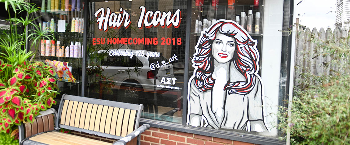 A downtown storefront painted by ESU students