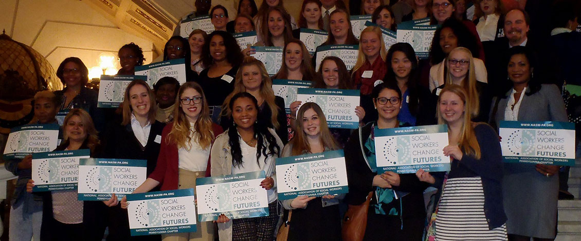Students attending Social Work Legislative Advocacy Day in Harrisburg
