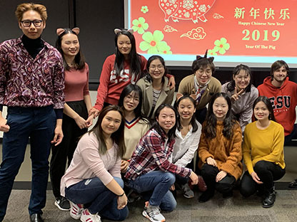 Chinese students posing