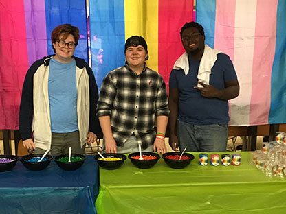 students selling food