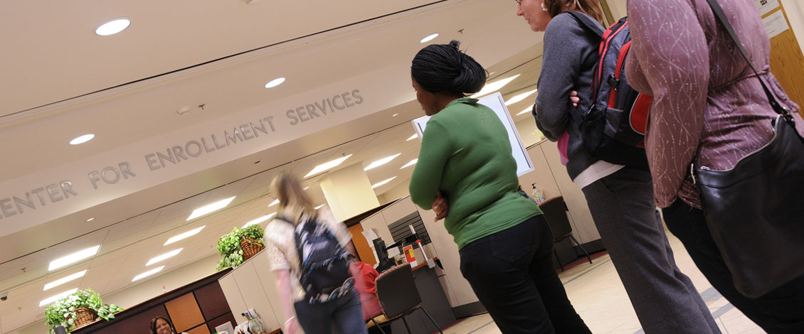 Students at the Student Enrollment Center