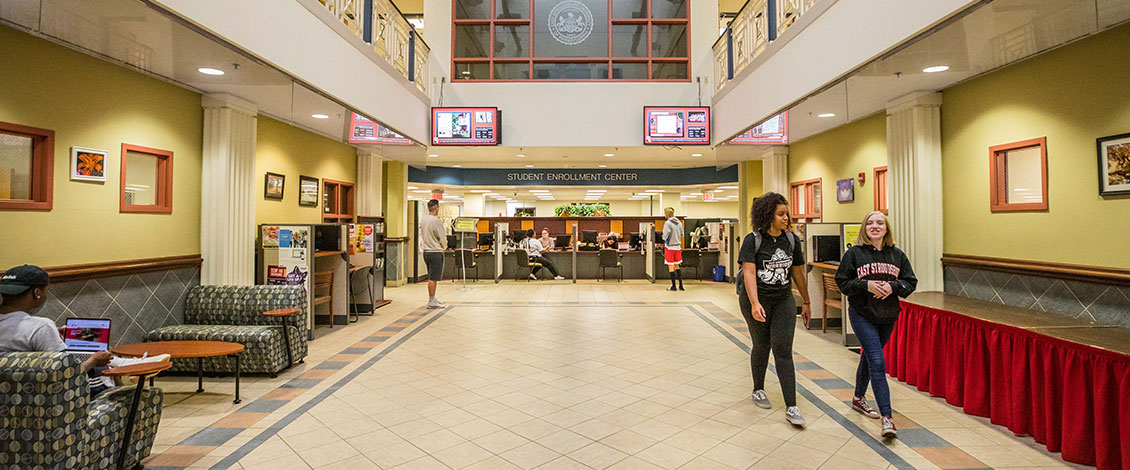 Students at the Student Enrollment Center